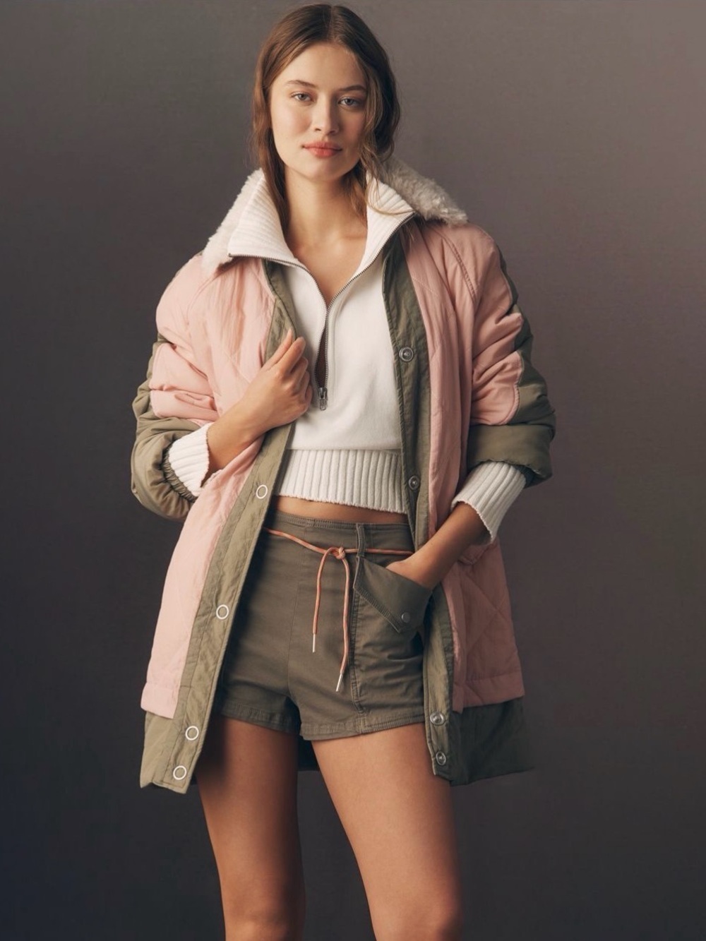 NWT- Pilcro Sherpa Fleece Collar Quilted Liner Coat (Size L) - Picture 3 of 16
